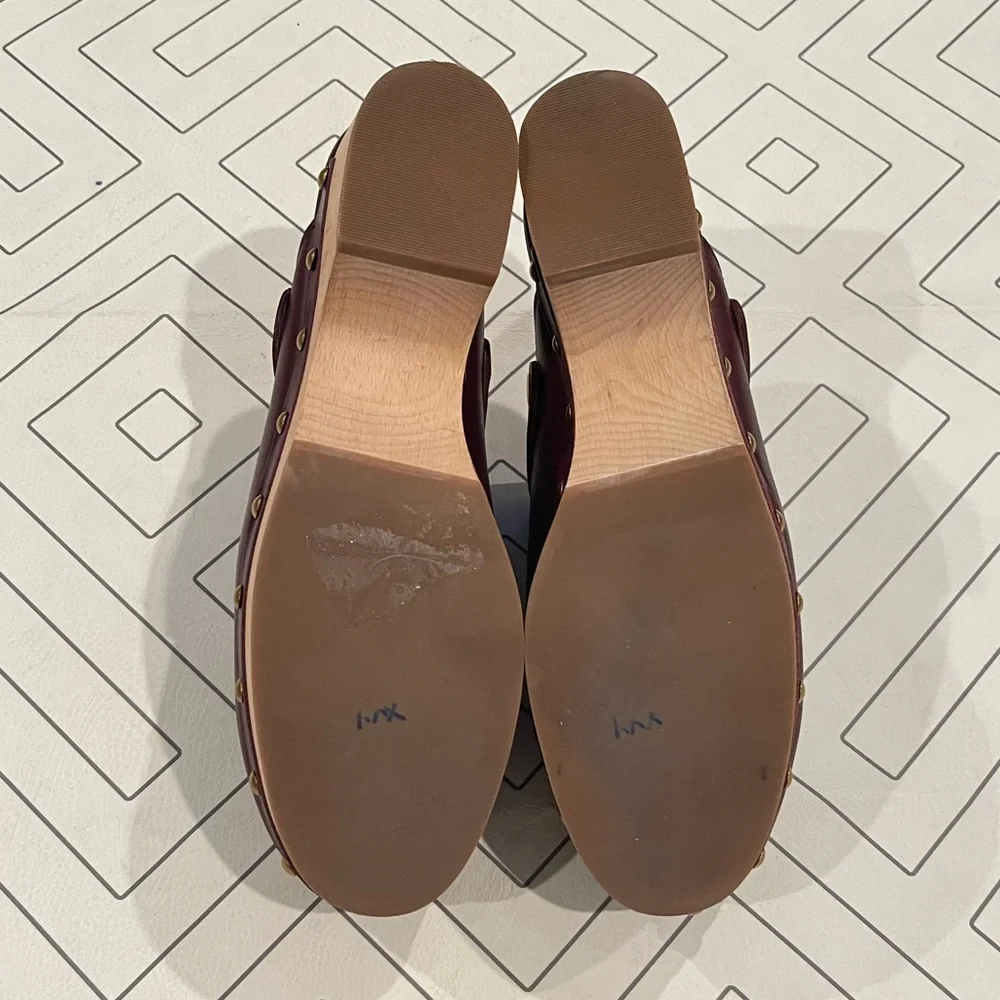 J. Crew Burgundy Leather Studded Mules - Picture 8 of 13